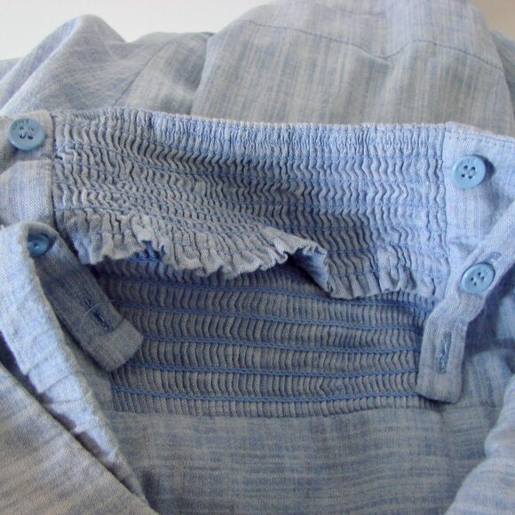 Aritzia Wilfred Blue Chambray Bustier Mini Dress Cotton Coastal Summer ~ Size 8 - Picture 10 of 12